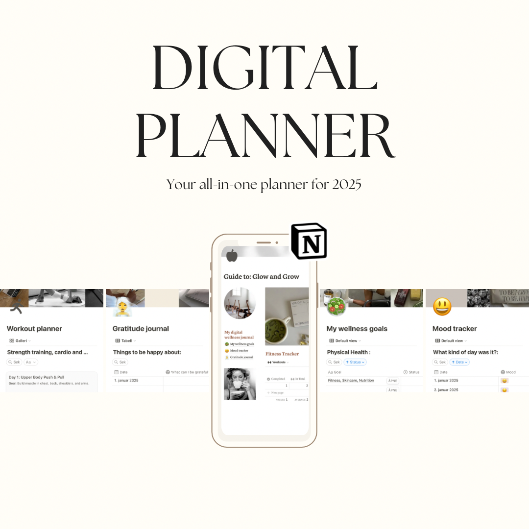 Notion template. Guide to: Glow and Grow